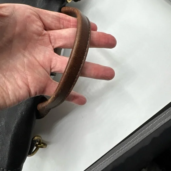 Fossil Vintage Black Leather Backpack with Brown Accents - Picture 4 of 14